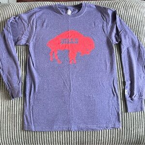 Blue Long Sleeve Shirt with Red Buffalo Bills Graphic